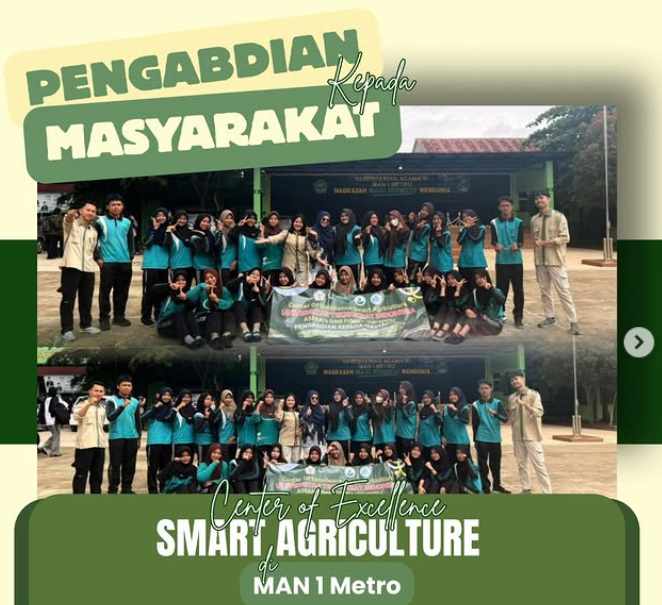 The Center of Excellence Smart Agriculture of Teknokrat Indonesia University carried out Community Service activities at MAN 1 Metro.