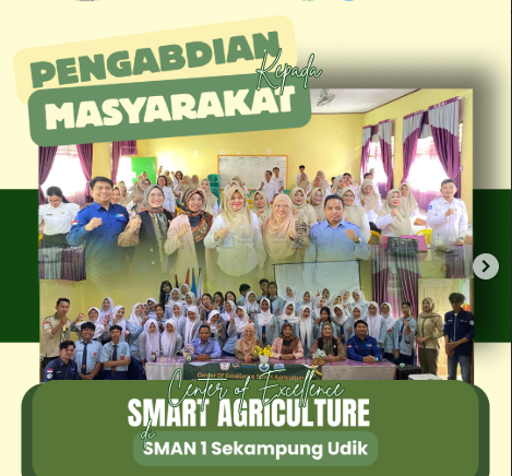 The Center of Excellence (CoE) Smart Agriculture of Teknokrat Indonesia University carried out Community Service at SMAN 1 Sekampung Udik to strengthen students’ technological literacy.